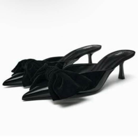 Zara Black Mules with Bow Detail - Picture 4 of 11